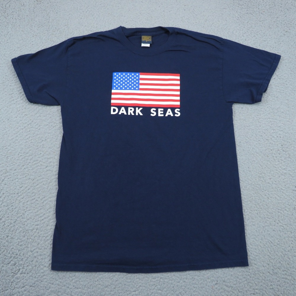 Dark Seas Division Mens Medium Navy Blue USA Flag Graphic Logo Tee T-Shirt